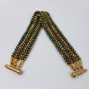 Handmade Woven Glass Seed Beaded Cuff Bracelet